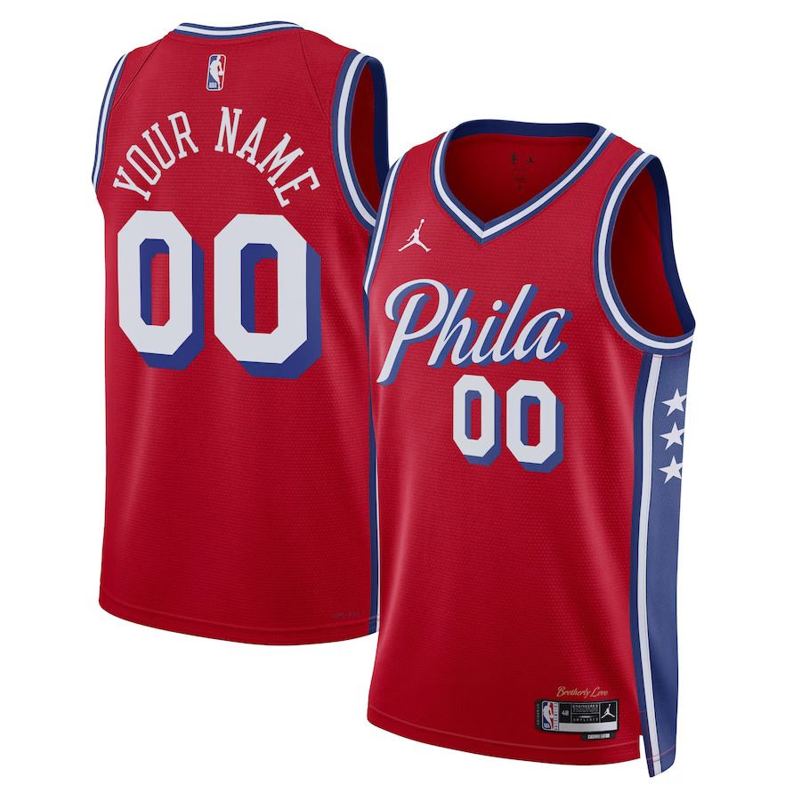Men Philadelphia 76ers Jordan Brand Red 2022-23 Swingman Custom NBA Jersey->customized nba jersey->Custom Jersey
